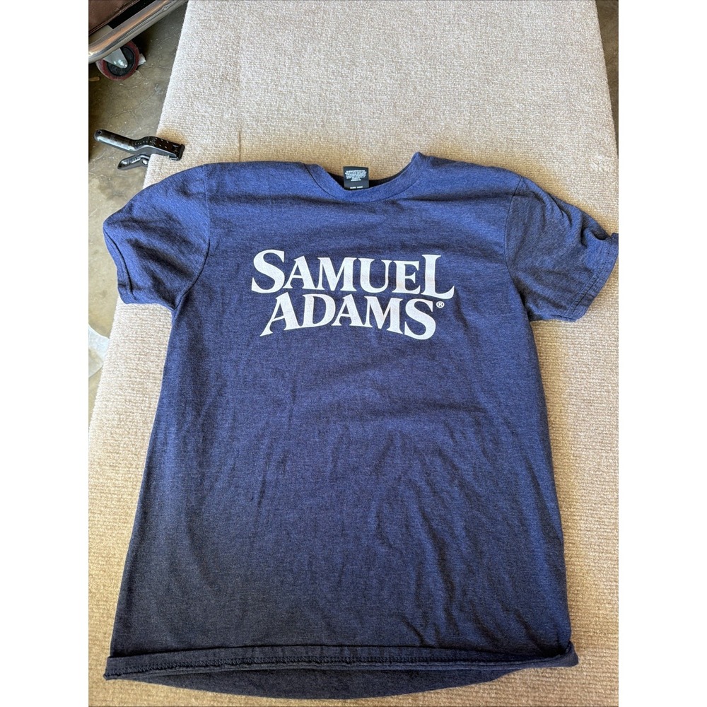 Samuel Adams Beer T-Shirt Adults Size S Blue Crew Neck Short Sleeve Pullover